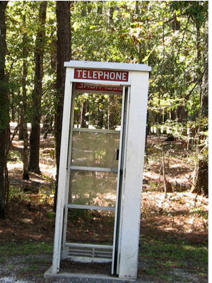 phone booth time machine. “The message has been sent.”